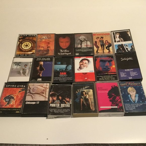 70's And 80's Rock Cassette Tape Lot Of 18: Phil Colins, Sade, Rod Stewart, MORE - Picture 1 of 6